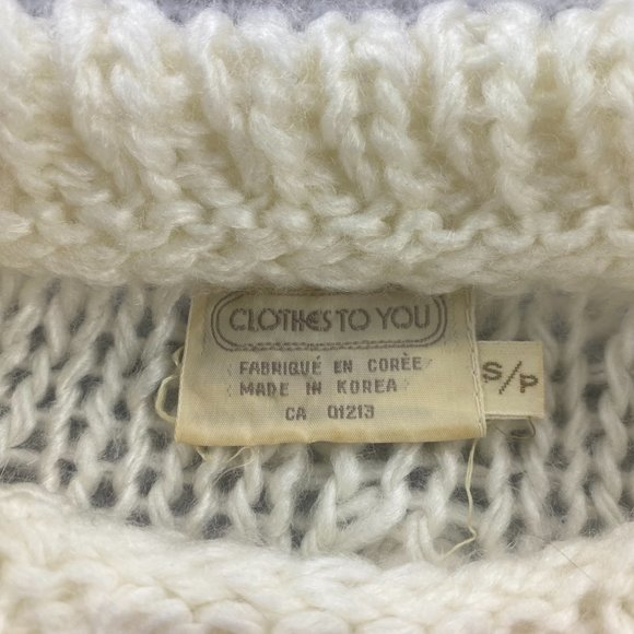 Vintage 70s Knit Sweater Women Small White Clothes To You Interlocking Knits - Picture 2 of 6